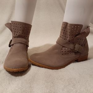 Taupe Suede Moto Ankle Booties - Size 10